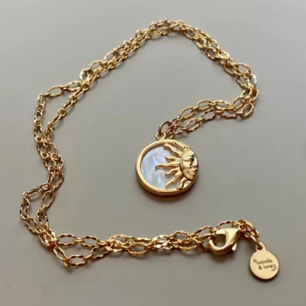 Sun 18K Gold Plated Stainless Steel Necklace